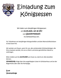 Einladung zum Königsessen 2024
